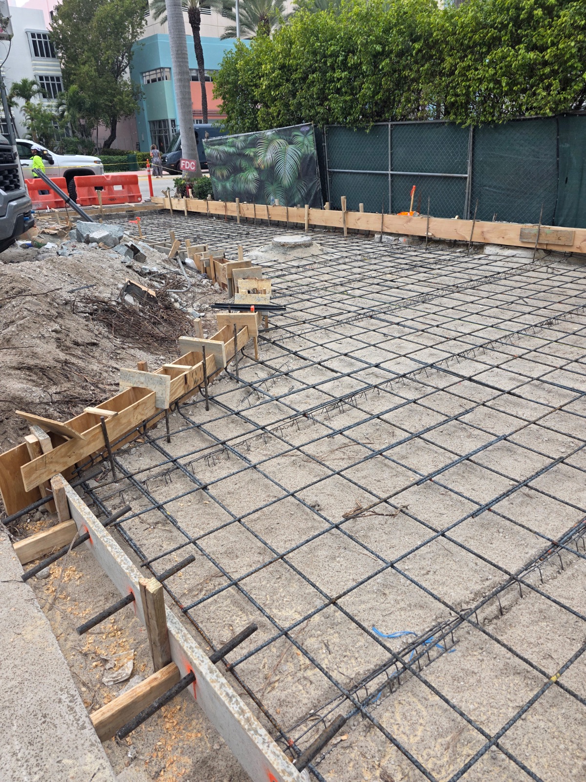Rebar grid and formwork pre-pour, Miami Beach